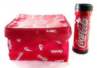 1996 Coca Cola Lunch Bag And 16 Oz Travel Mug