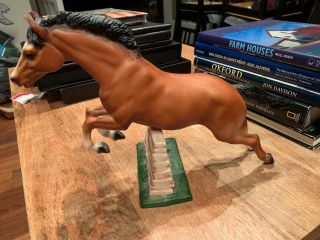 Vintage Breyer 300 Bay Jumping Horse With Wall.