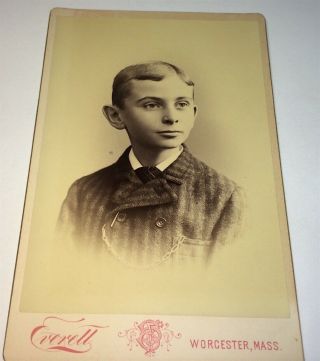 Antique Victorian American ID ' d Boy,  Ralph Benjamin Worcester,  MA Cabinet Photo 3