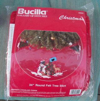 Bucilla Felt Christmas Tree Skirt Kit Snowman & Woodland Friends Vintage 32522