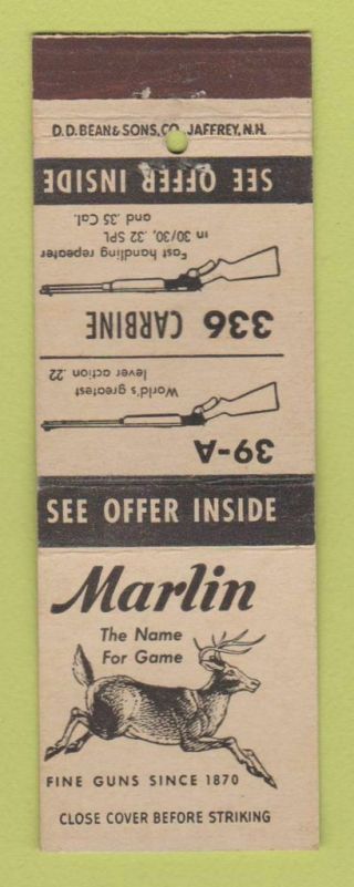 Matchbook Cover - Marlin Firearms Guns Rifles Dd Bean