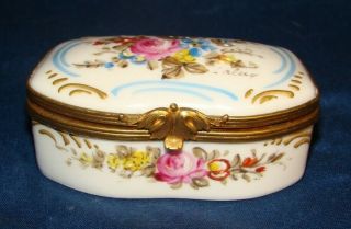 Limoges Peint Main Trinket Box W/ Hand Painted Florals