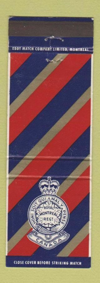 Matchbook Cover - Royal Montreal Regiment Military Canada Canadian Qc