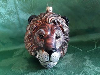 Slavic Treasures Glass Ornament Large 5 " Lion Head Made In Poland No Tag