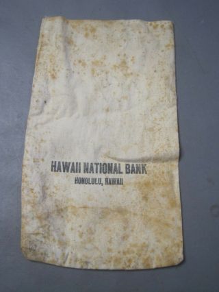 Vintage Hawaii National Bank Canvas Coin Deposit Bag Honolulu Hawaii