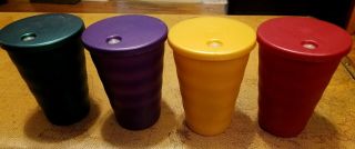Tupperware Large 16oz Impressions Tumblers Cups 4 - Piece Set With Seals/lids