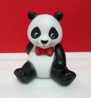Panda With Bow Tie Holding Bouquet Of Roses Flowers Behind Back Avon Figurine
