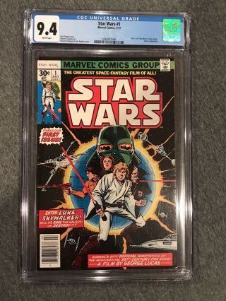 Star Wars Number 1 Comic Book 1977 First Print White Pages Cgc 9.  4.  Just Came