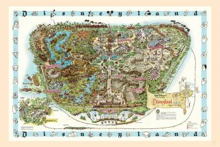 1962 Disneyland Park Map Poster 24 " X 36  Nicest Around "