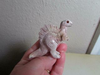 Spinosaurus Stone Dinosaur Hand Carved From Andes Of Peru,  Multi Hued Stone Dino