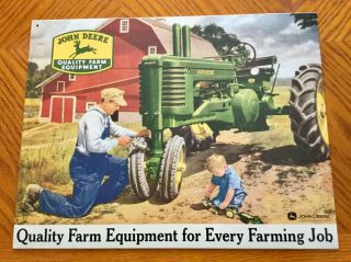 John Deere Tin Sign " Quality Farm Equipment For Every Farming Job " 16 Inch