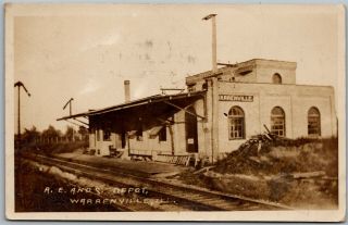 1909 Warrenville Il Train Station Re&s Rr Depot Railroad Real Photo Postcard D4