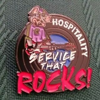 Chuck E Cheese Pizza Restaurant " Hospitality Service That Rocks " Collectible Pin