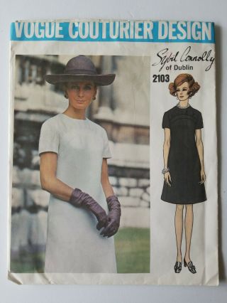 Vogue 2103 Couturier Design Sybil Connolly Of Dublin Pattern Dress Size 12 1960s
