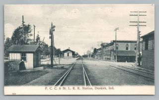 Pcc&stl Railroad Station Dunkirk Indiana Train Depot Blackford Jay County 1910