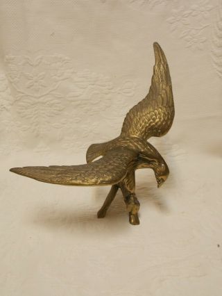 Vintage Large Brass Bird Eagle Perched On Branch Statue Figurine