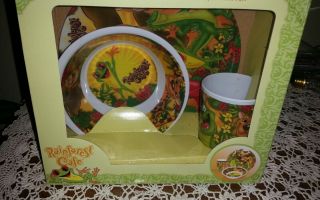 Rainforest Cafe Restaurant Plate Bowl Cup Child Melamine Jungle Dinner Kit