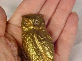 2 Vintage Miniature OWL FIGURINES - - 1 Brass,  1 Copper 3