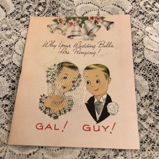 Vintage Greeting Card Anniversary Wedding Bride Groom Bells Veil Netting