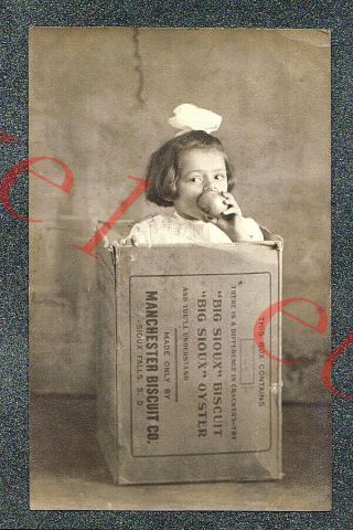 Sioux Falls Sd Manchester Biscuit Studio Advert - Circa 1916 Rppc Photo Grade 5
