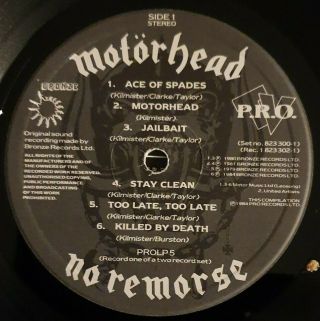 Motorhead - No Remorse 1984 2×Vinyl,  LP,  Compilation UK Pressing Bronze PROLP 5 3