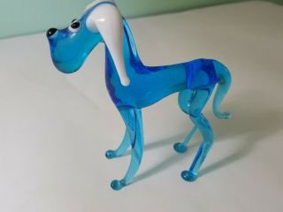 Glass Great Dane Dog Blue Figurine Hound Desktop Decoration Mastiff Gift Figure