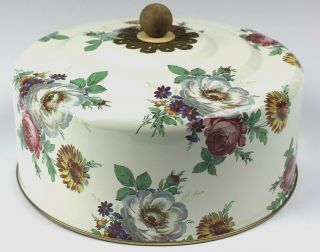 Signed Mackenzie Childs Courtly Check Hand Painted Enamel Cake Plate Dome Hld