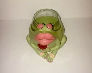 Ceramic Frog Votive Candle Holder With Heart And Wearing Flip Flops