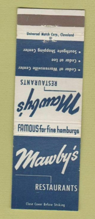 Matchbook Cover - Mawby 
