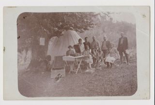 People On Picnic With Old Music Gramophone Vintage 1910s Orig Photo (50167)
