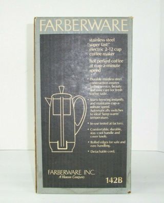 Faberware Coffee Maker Percolator Model 142B Fast 2 - 12 Cups A3 2