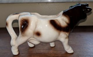 Vintage Ceramic Cow Creamer,  Brown And White,  Pink Label,  Gloss Paint,  Guc