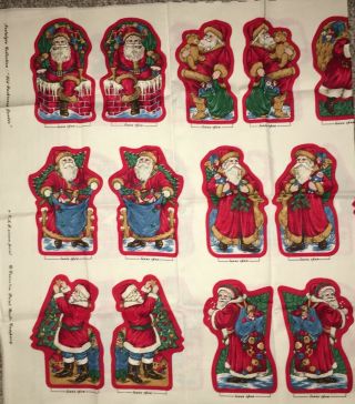 Christmas Cut Out 12 Vintage Santa’s Fabric Ornaments Stuffed Craft Sewing Diy