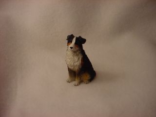 Australian Shepherd Tricolor Puppy Docked Figurine Dog Miniature Resin Sm Mini