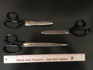 2 Vintage Wiss Cb7 Usa Pinking Shears Scissors,  1 Vintage 10 Inch Italy Made