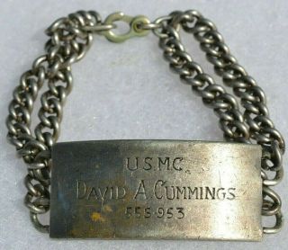 Named Ww2 U.  S.  M.  C Sterling Heavy Bracelet Wwii Usmc United States Marine Corps