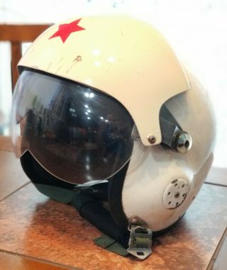 Vintage China Airforce Mig - 21 Fighter Pilot Flight Helmet Red Star