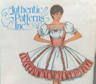Authentic Patterns Inc 324 Square Dance Dress Sizes 18,  20,  40 Uncut Factory Fold