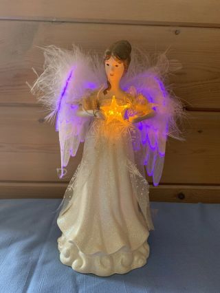 Fiber Optic Angel With Varying Color Lights -.