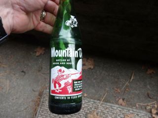 Vintage,  Mountain Dew Soda Bottle,  Green,  Bottled By Moon And Boots,  10 Oz.