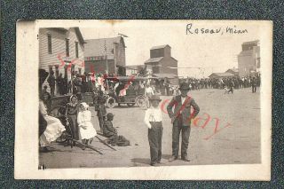 Roseau Minnesota Busy Street Scene - Circa 1910 Rppc Postcard Grade 4