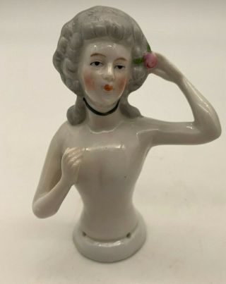 Vintage Germany Porcelain Pin Cushion Half - Doll
