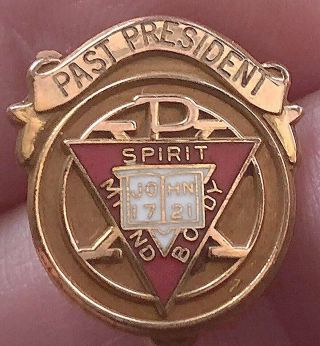 Vintage Ymca Body Mind Spirit " Past President " Pin Badge