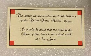 238th Marine Corps Ball Iwo Jima Flag Raising Statue 6x2x4 1/2 