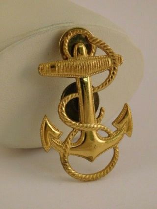 Us Naval Academy Navy Anchor Pin Brooch Usn Rope H H Vintage Antique Goldtone