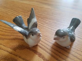 Vintage Ota Otagiri Gray Blue Bird Sparrow Figurines Collectible Set 2