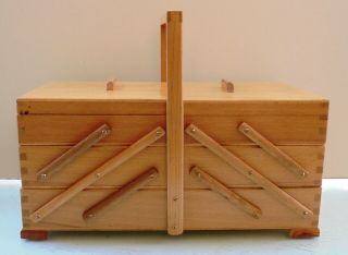 Wooden Sewing Storage Box Vintage Style