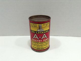 Antique Advertising Dr.  Legears A - A Poultry Tabs Tin 20 Tabs