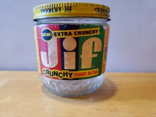 Vintage 12oz Extra Crunchy Jif Crunchy Peanut Butter Jar Label Lid