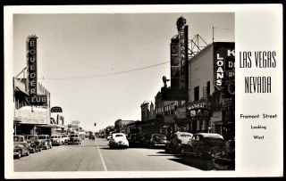 Vintage Fremont Street Looking West Rppc 1940/50 